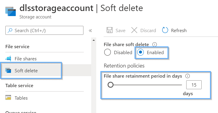 File share soft delete
