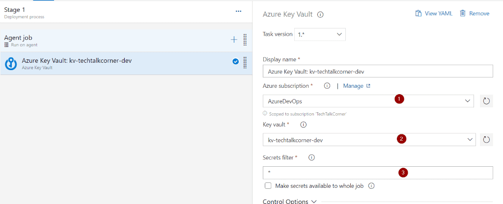 Configure Azure Key Vault task